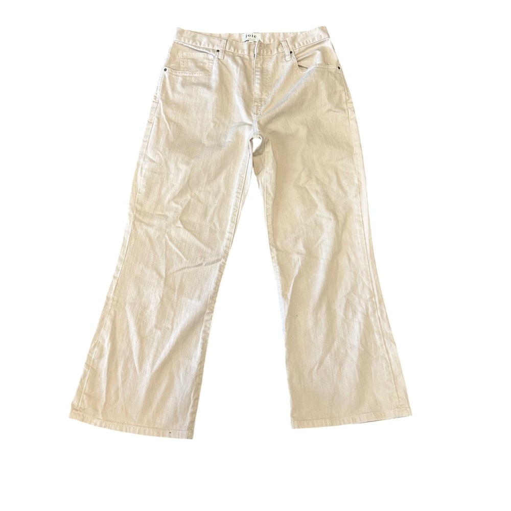 Joie Womens Wide Leg Jeans Cream Off-White Denim Pants Size 8 Wide Leg Crop